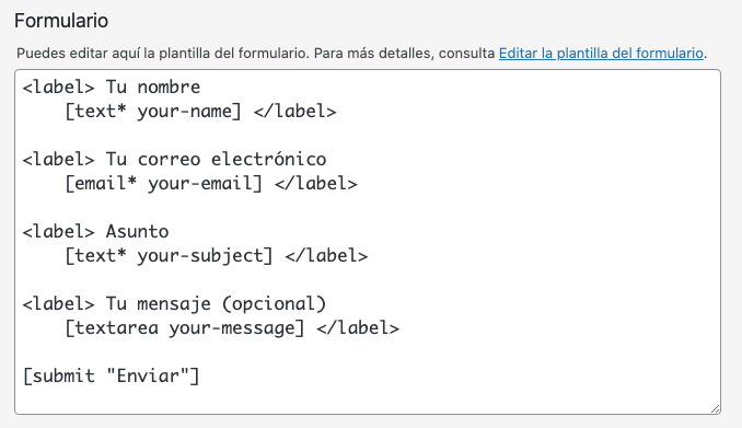 Formulario Contact Form 7