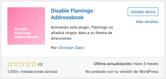 Deshabilitar libreta Flamingo - Contact Form 7